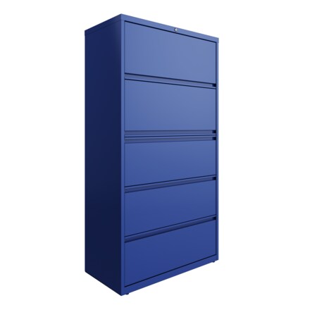 Hirsh 36"W 5 Drawer Lateral File Cabinet, Classic Blue 24260